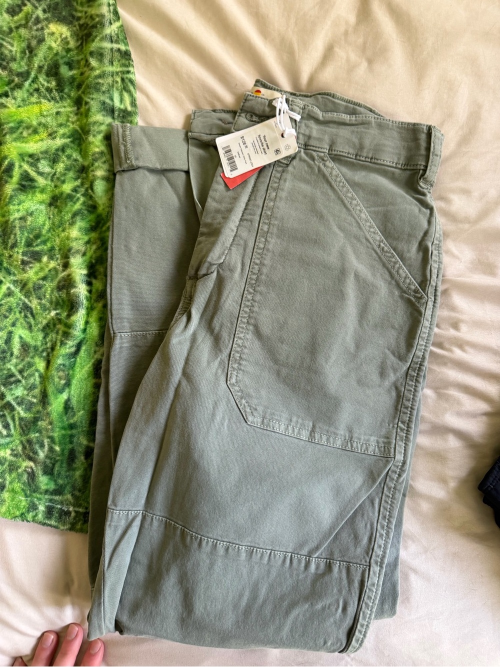 Marine Layer Olive Green Utility Pants with Front Patch Pockets